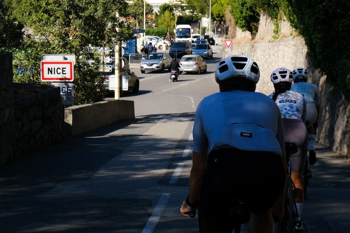 Riders on a mountain road